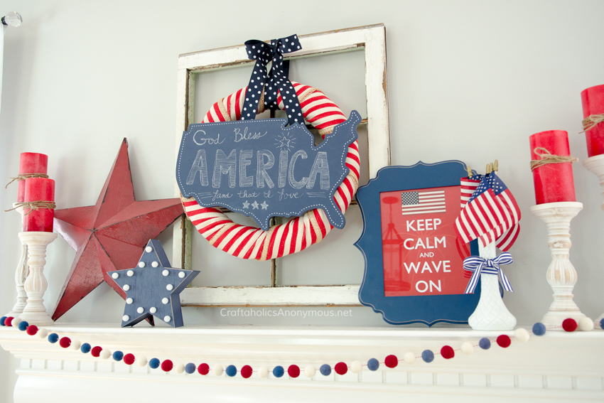 Fourth of july mantle red white and blue