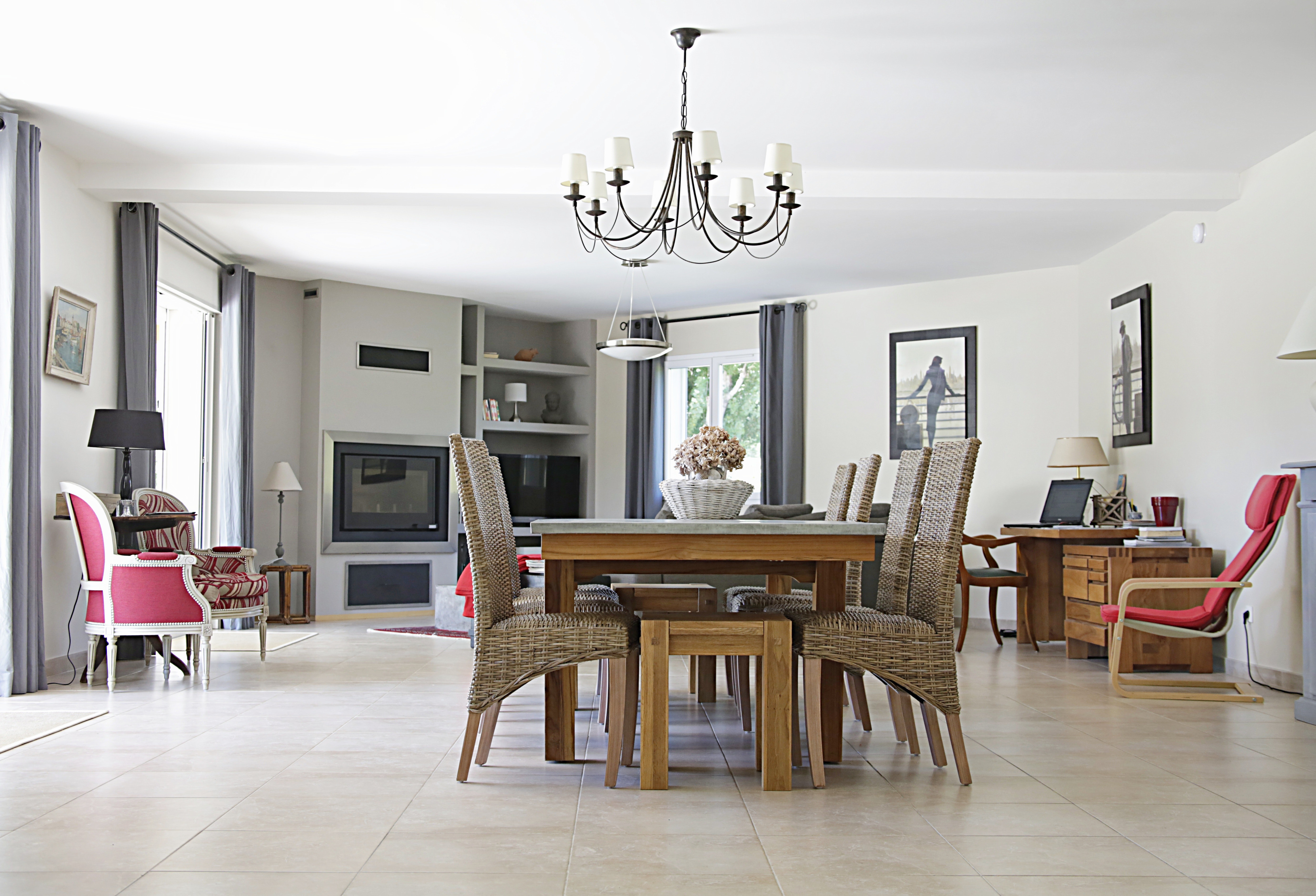 dining room with light fixtures