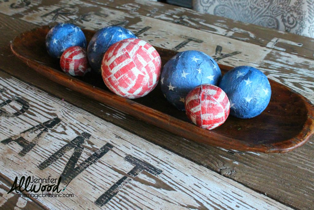 Red white and blue balls