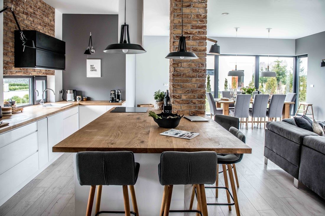 Nordic Style kitchen with pendant lights