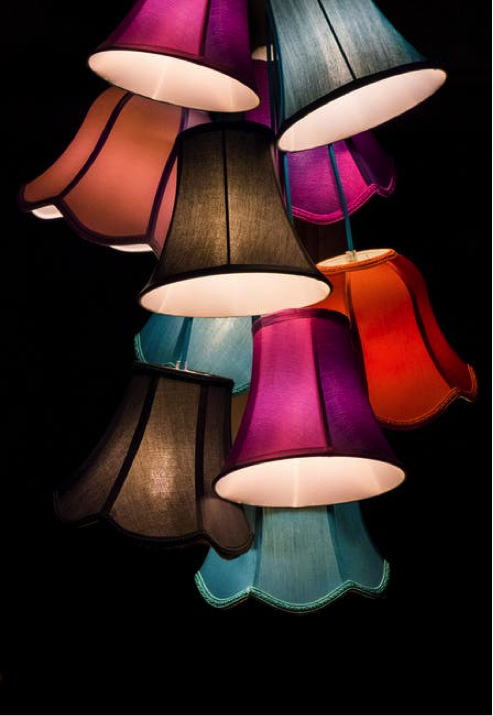 Colored lamp shades, purple, blue- Cocoweb
