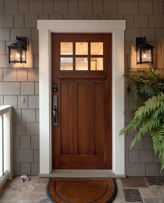 brown wooden gorgeous front door
