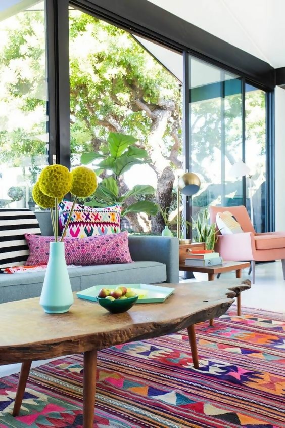 colorful mid century modern design with bright colors