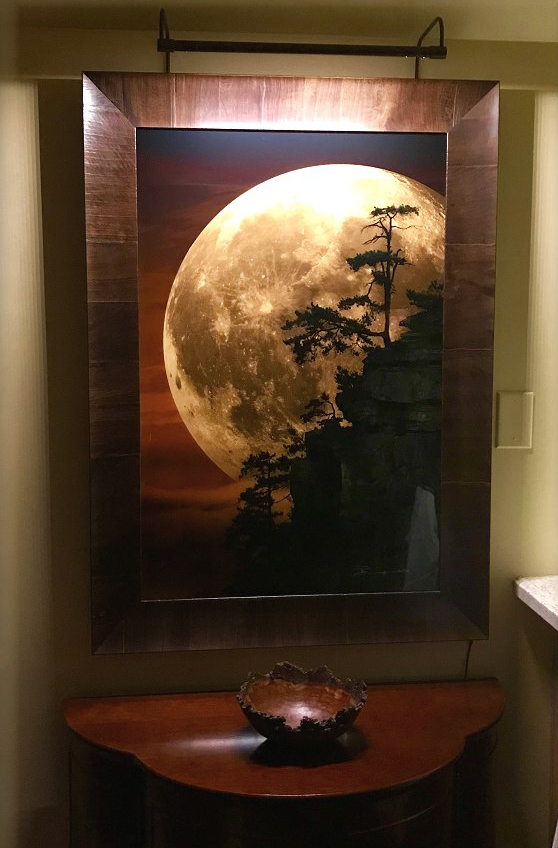 Picture light, wood frame, moon art- Cocoweb