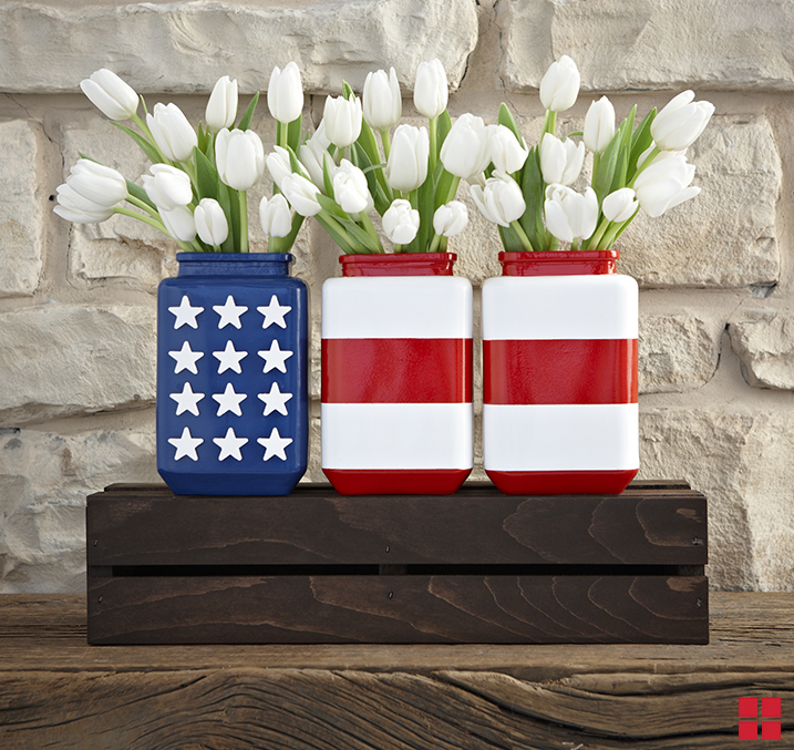 American flag flowerpots