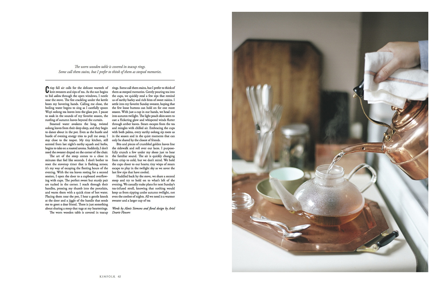 inside of kinfolk magazine picture of tea