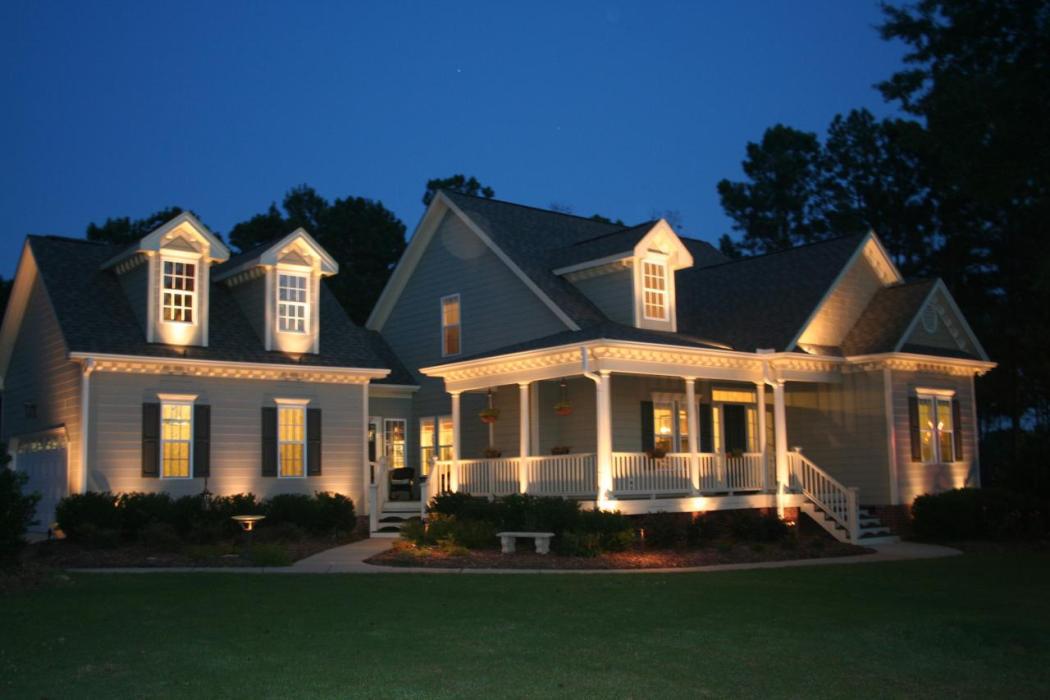 House with LED exterior lighting