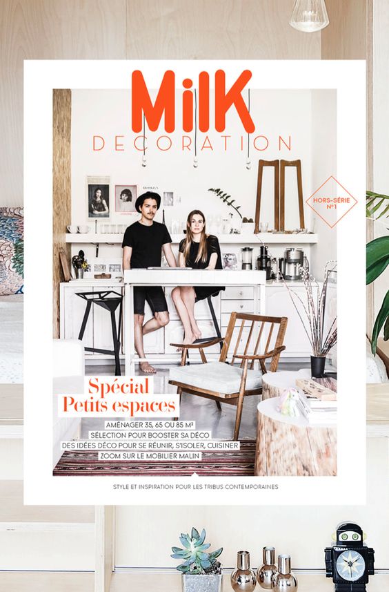 Milk magazine decoration with guy and girl