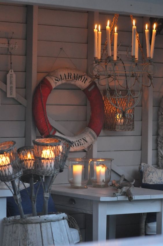 Nautical cottage with candles