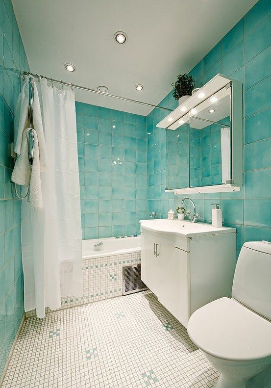 ocean washed turquoise shower tiles