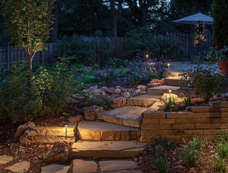 Path lights stone steps mckay landscape lighting