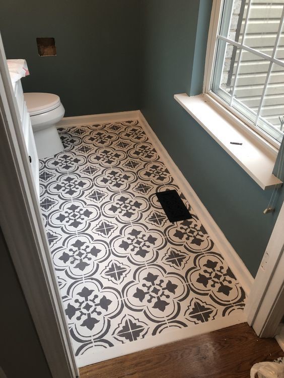 stenciled bathroom tile