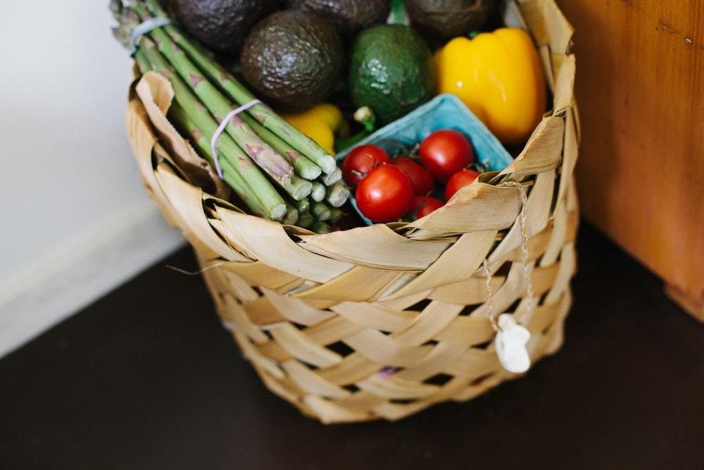 vegetables in a wicker basket