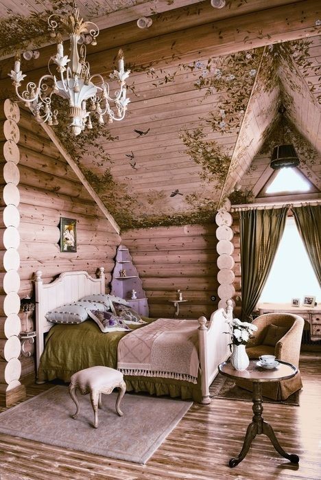 wood dreamy cabin bedroom