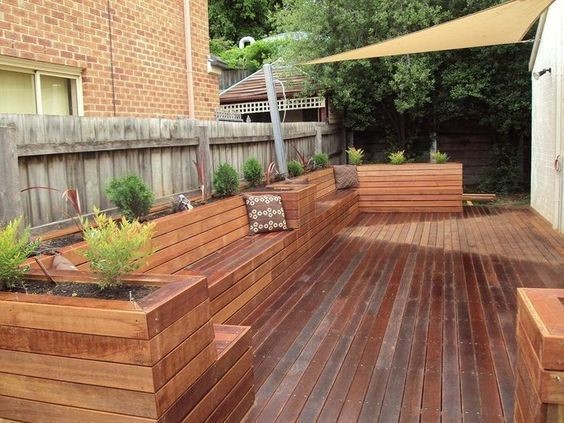 wooden bench planter