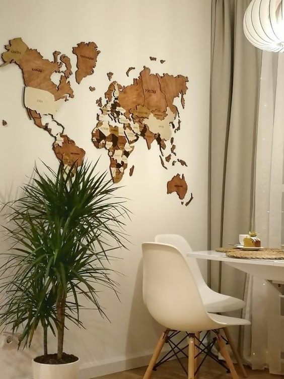 wall art home decor world map wooden world map