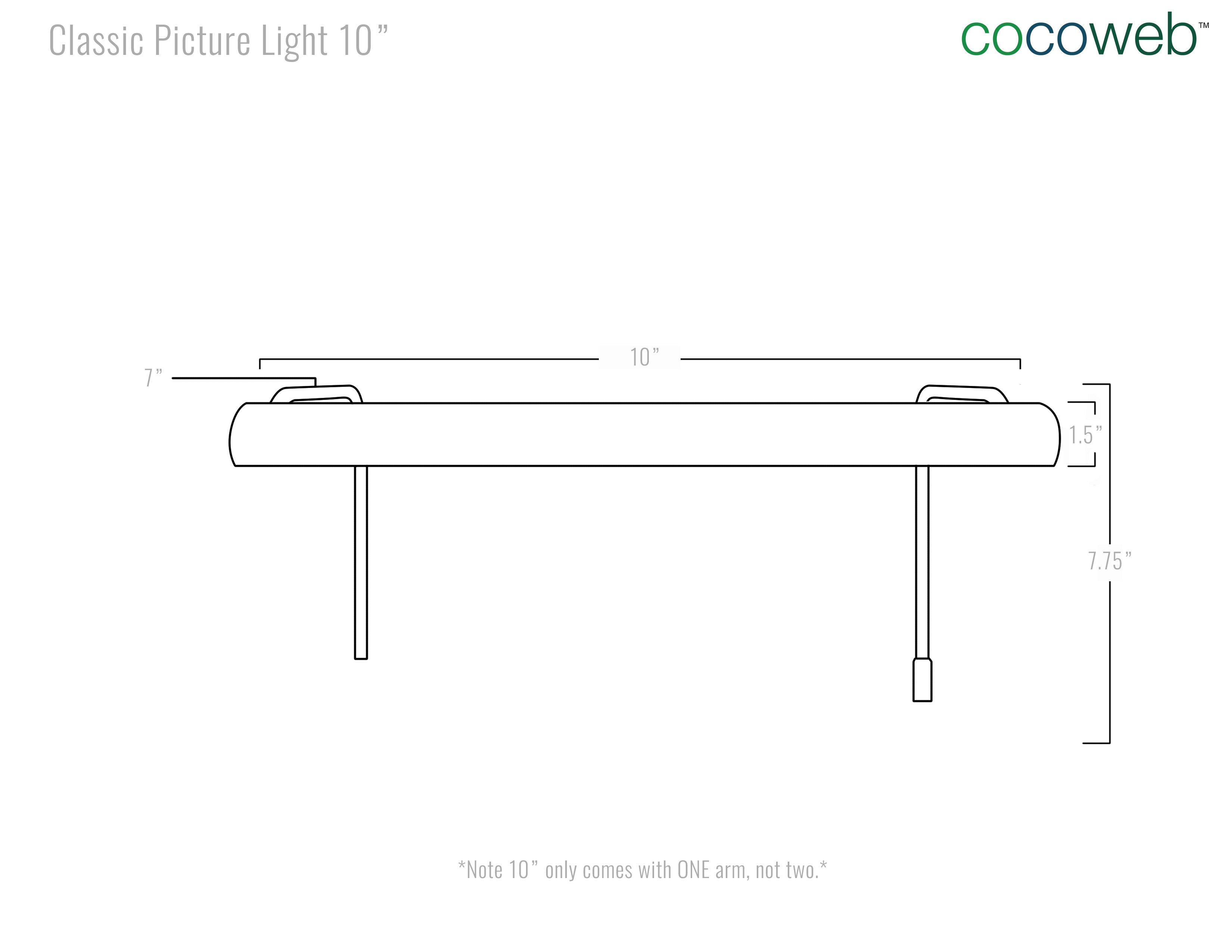 Picture light Dimensions