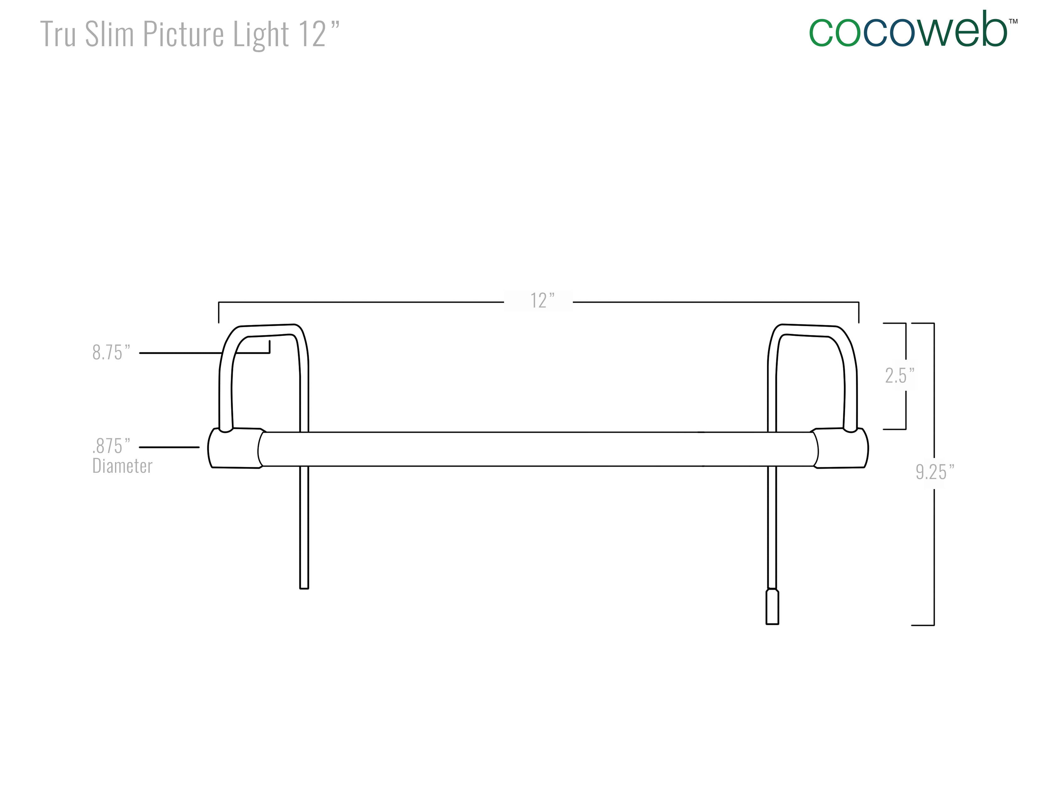 Picture light Dimensions